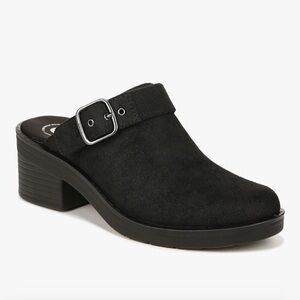 Bzees Black Buckle Mules, EUC. Machine washable. Adjustable top strap.
